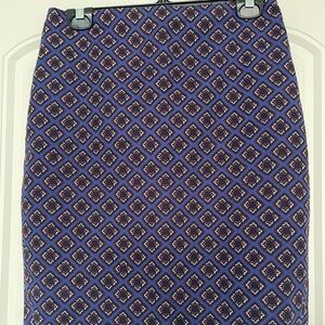 Express Blue and Red Geometric Pencil Skirt